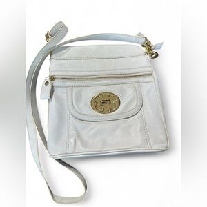 Emma Fox White / Ivory / Cream Pebbled‎ Leather Cross Body Shoulder Bag Purse